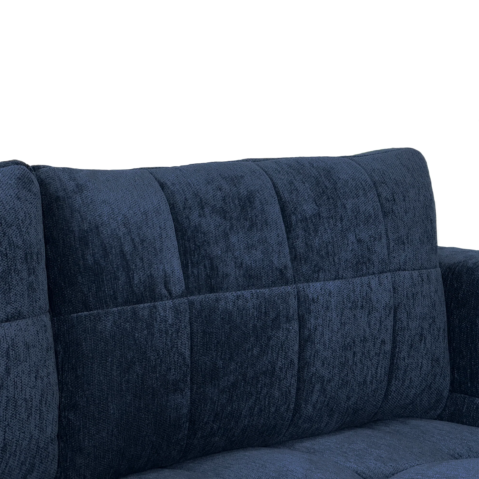 Retro Blue Chenille Upholstered 3-Seater Couch with Stainless-Steel Legs - Image 19