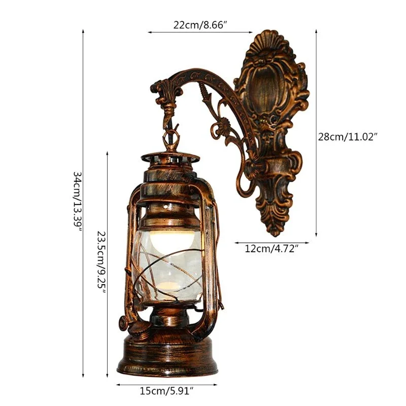 Retro Kerosene Wall Lamp Antique Bronze Iron Horse Lantern Corridor Lighting Fixture - Image 4