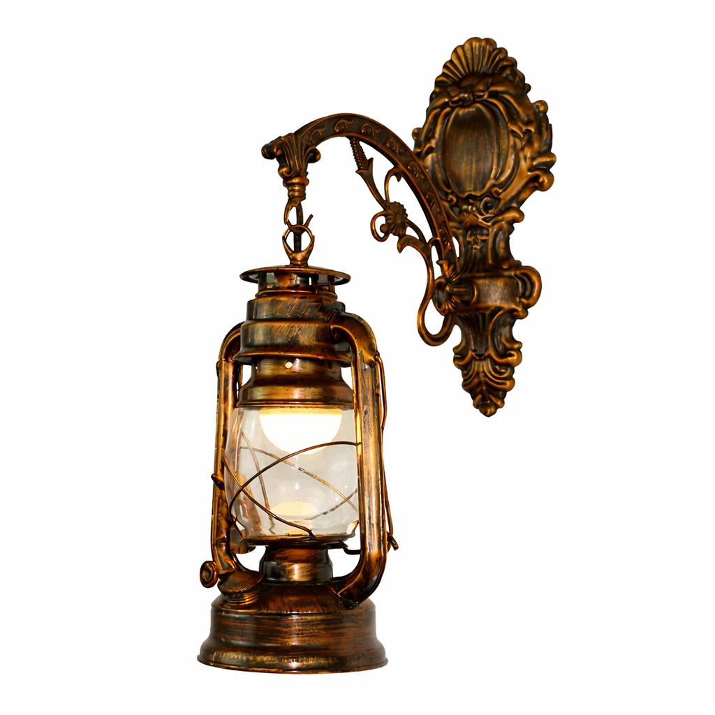 Retro Kerosene Wall Lamp Antique Bronze Iron Horse Lantern Corridor Lighting Fixture - Image 5