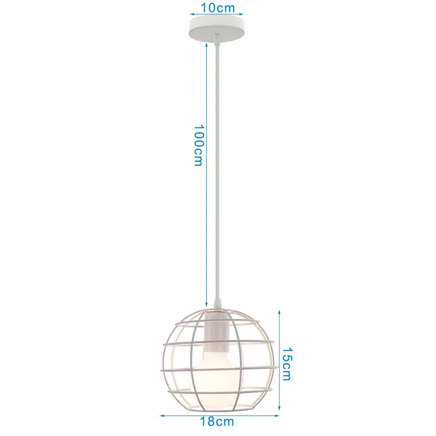 Retro Loft Industrial Pendant Light Wrought Iron Metal Ball E27 Hanging Lamp - Image 12