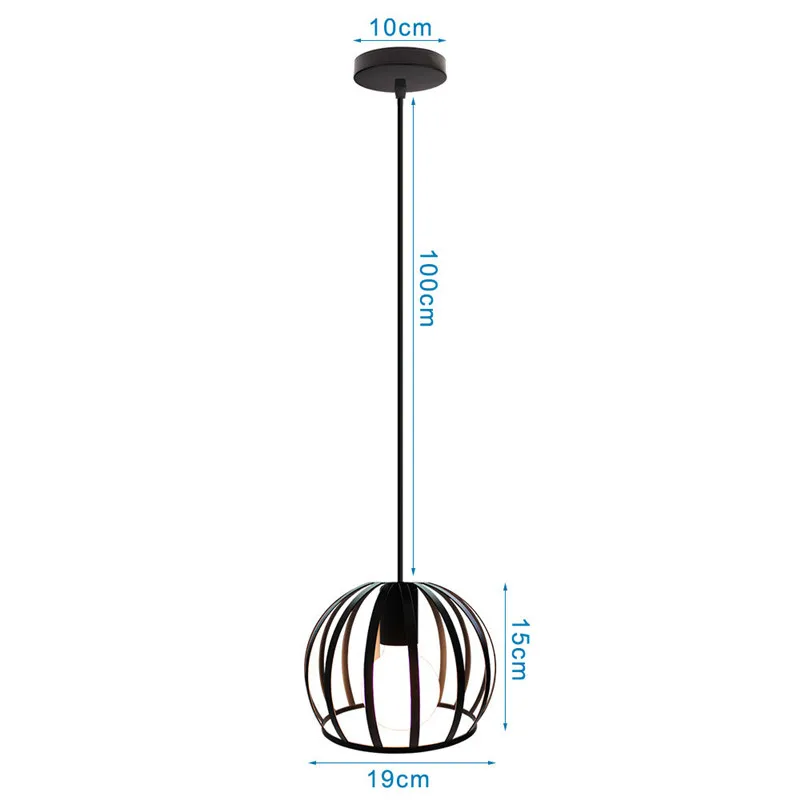 Retro Loft Industrial Pendant Light Wrought Iron Metal Ball E27 Hanging Lamp - Image 14