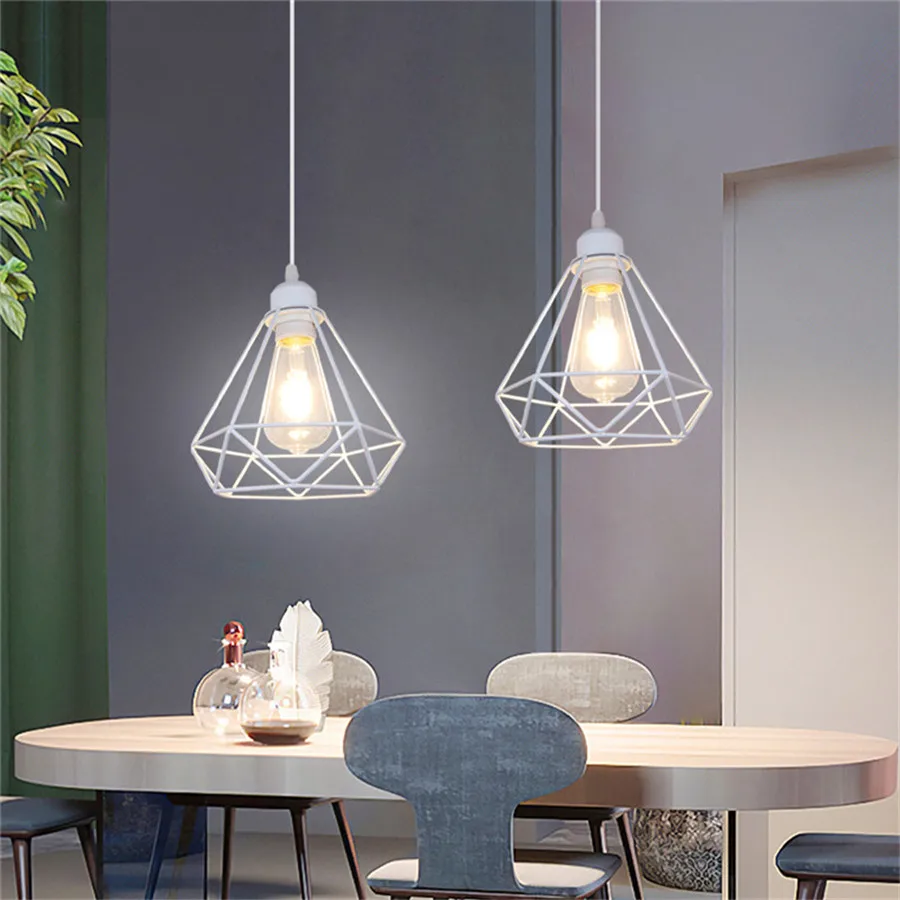 Retro Loft Industrial Pendant Light Wrought Iron Metal Ball E27 Hanging Lamp - Image 2