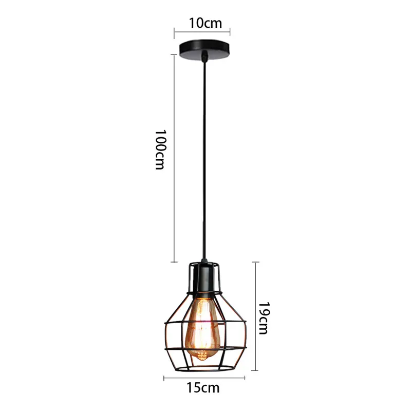 Retro Loft Industrial Pendant Light Wrought Iron Metal Ball E27 Hanging Lamp - Image 20