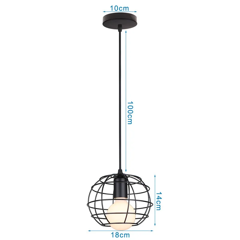 Retro Loft Industrial Pendant Light Wrought Iron Metal Ball E27 Hanging Lamp - Image 26