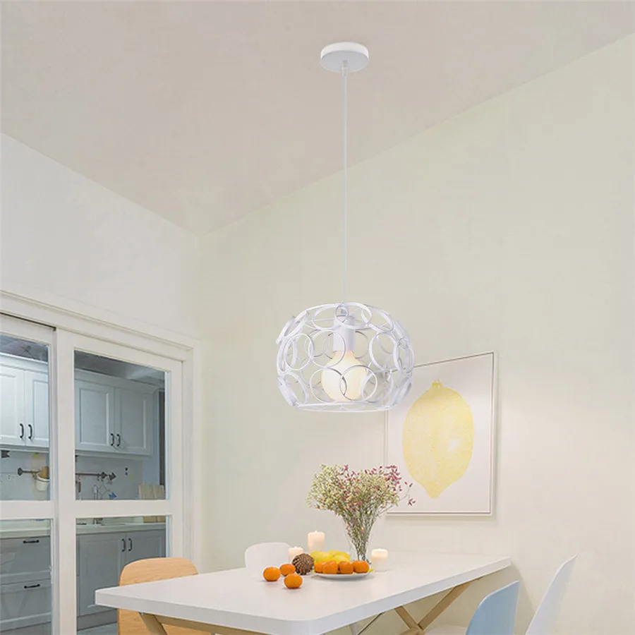 Retro Loft Industrial Pendant Light Wrought Iron Metal Ball E27 Hanging Lamp - Image 4