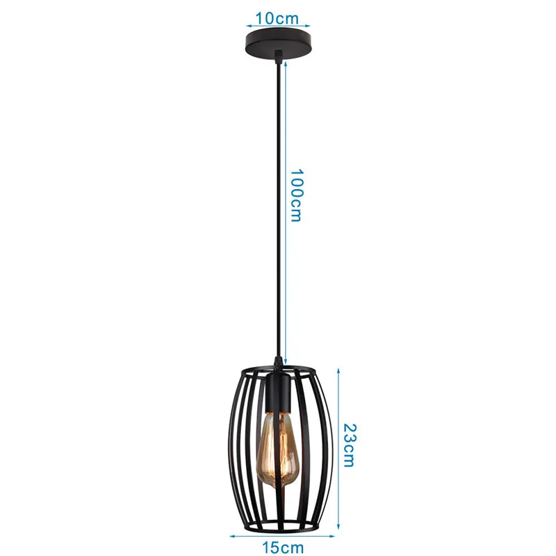 Retro Loft Industrial Pendant Light Wrought Iron Metal Ball E27 Hanging Lamp - Image 8