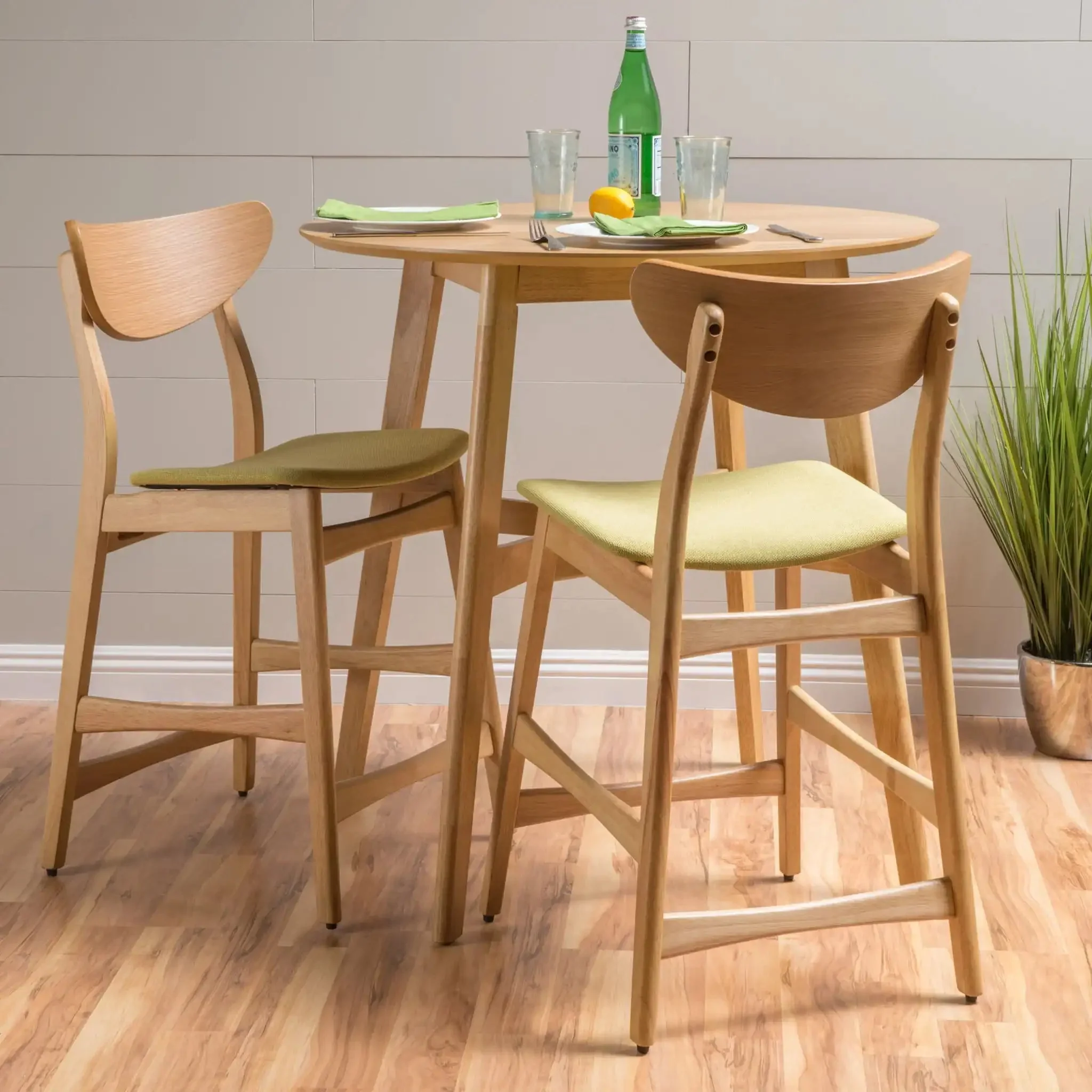 Retro Modern Counter Height Chair Set With Cushioned Seats - Image 2