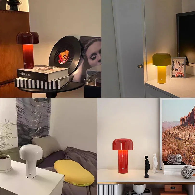 Retro Mushroom LED Table Lamp Touch Sensor Dimmable Rechargeable Desk Light - Image 4