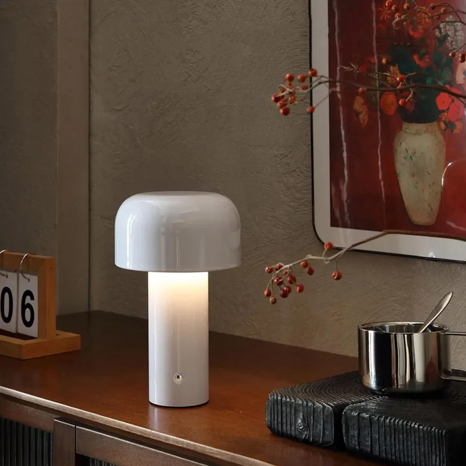 Retro Mushroom LED Table Lamp Touch Sensor Dimmable Rechargeable Desk Light - Image 5