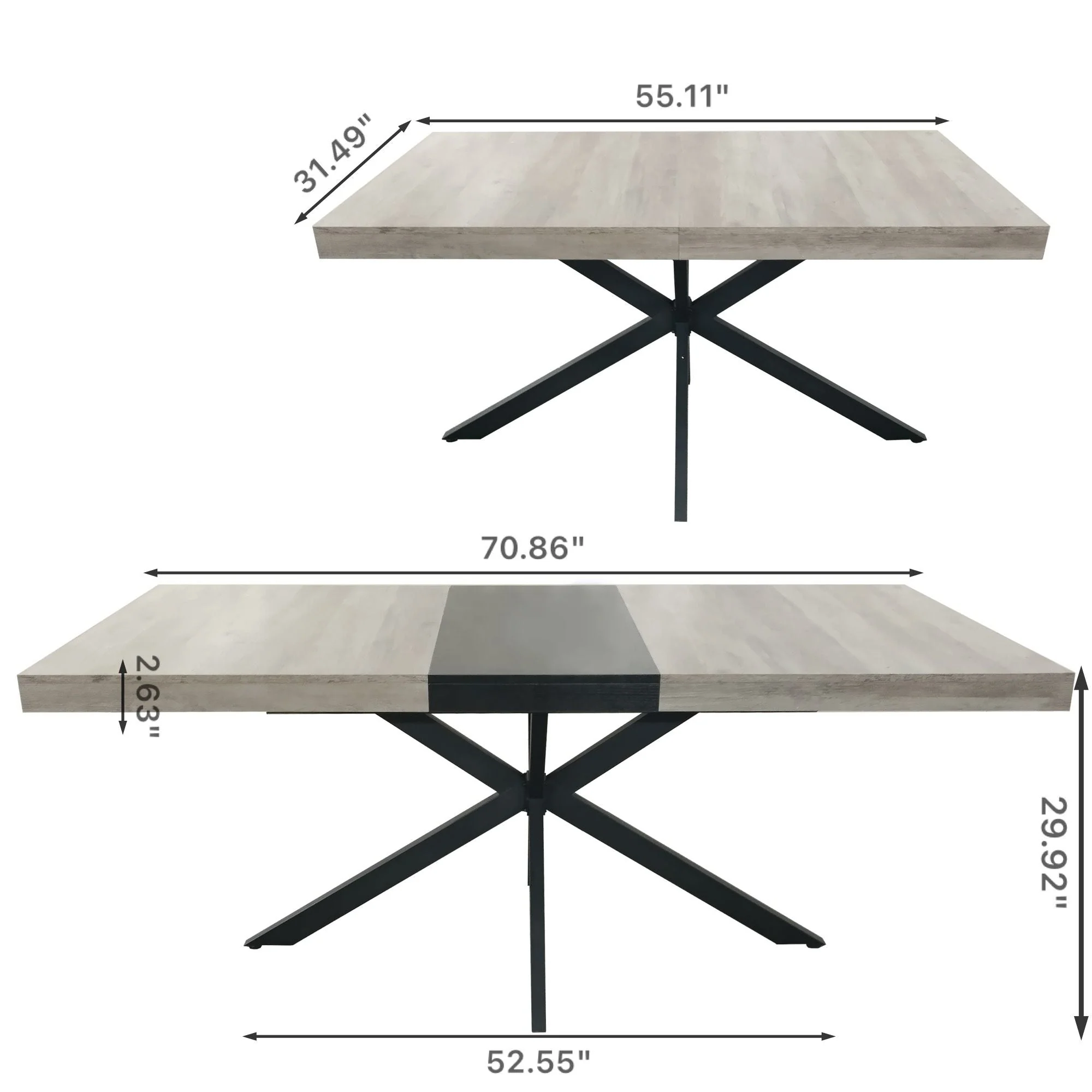Retro Rectangular Stretch Dining Table With Embossed Center Plate - Image 8