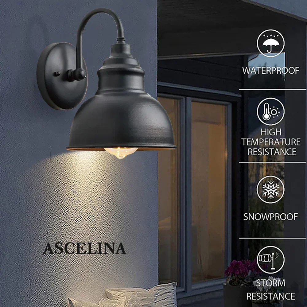 Retro Waterproof Outdoor Wall Lantern Vintage Iron Garden Balcony Sconce - Image 2