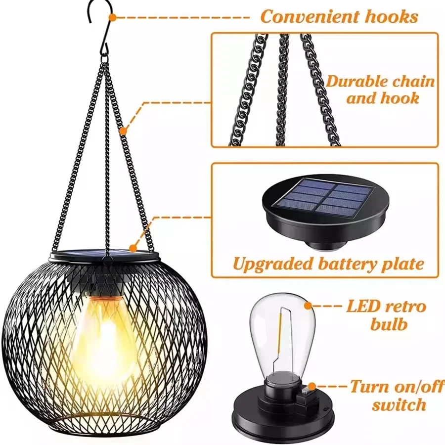 Retro Waterproof Outdoor Wall Lantern Vintage Iron Garden Balcony Sconce - Image 5