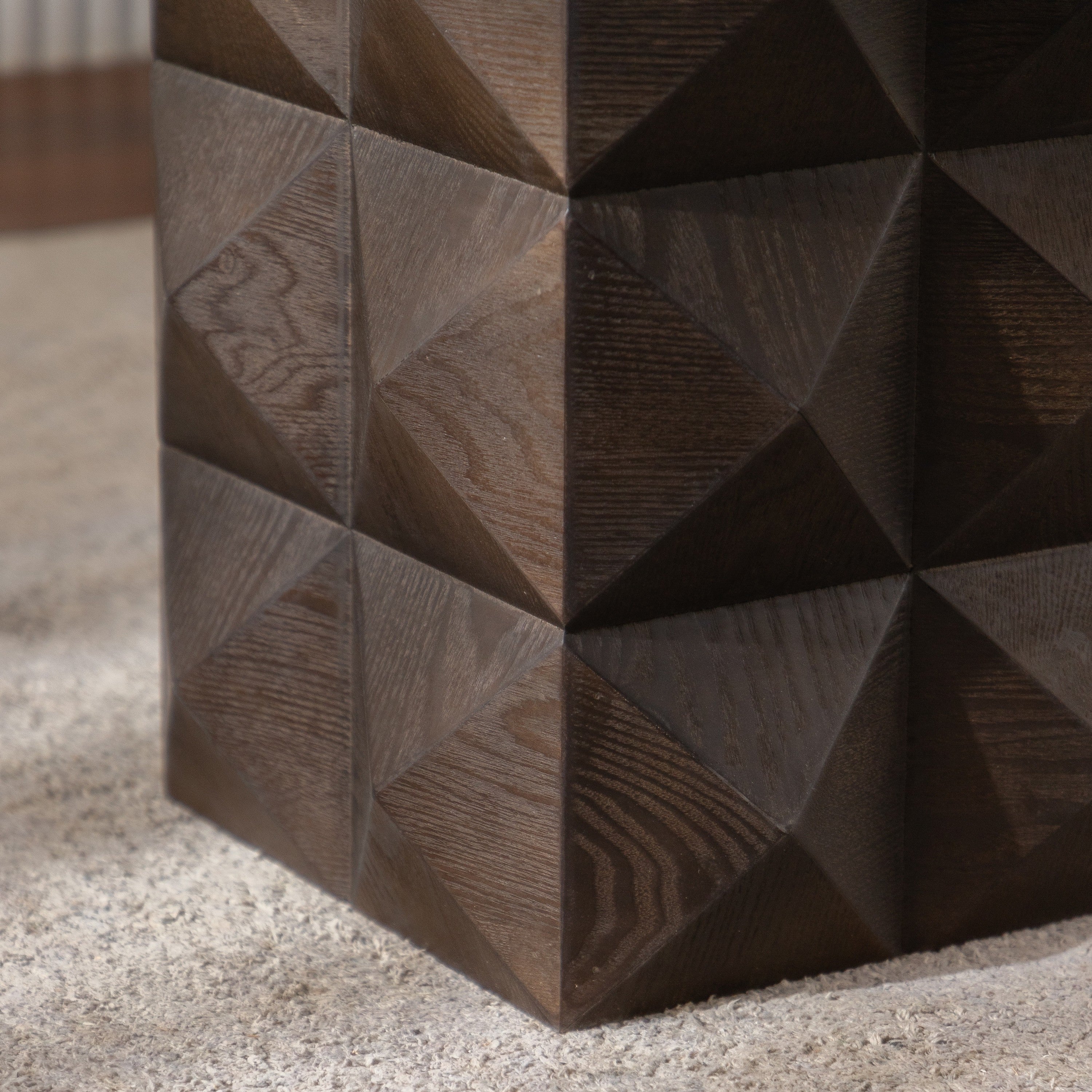 Retro Wooden Side Table with 3D Embossed Design - Image 11