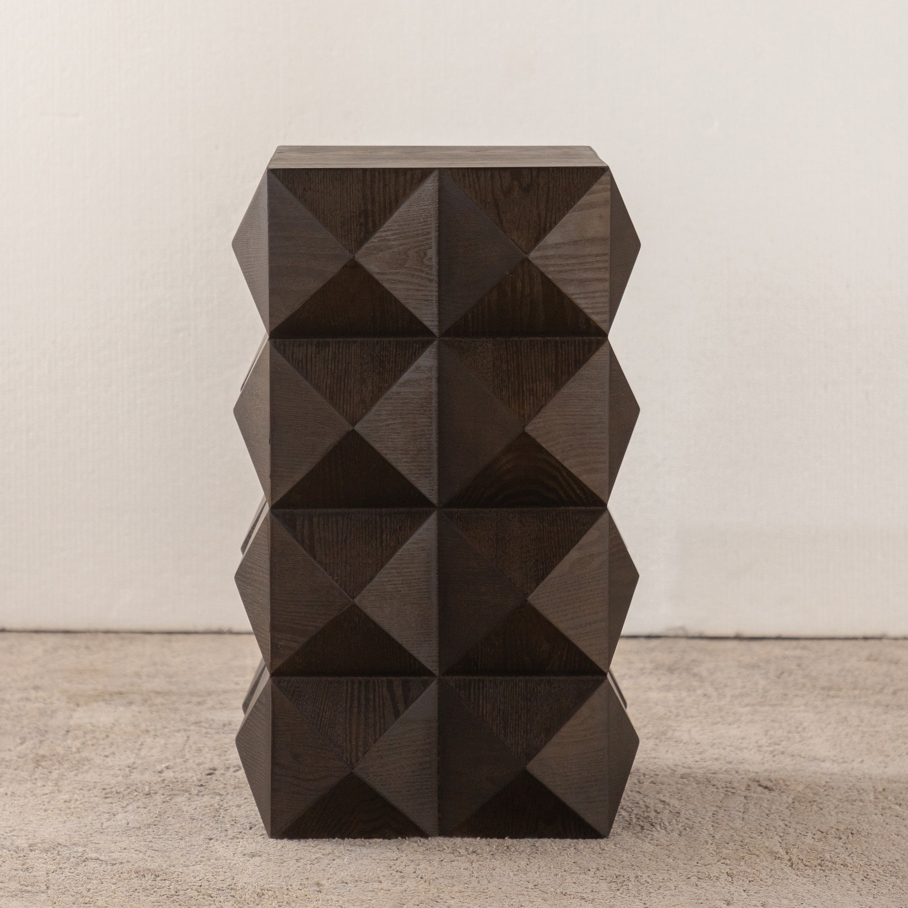 Retro Wooden Side Table with 3D Embossed Design - Image 14