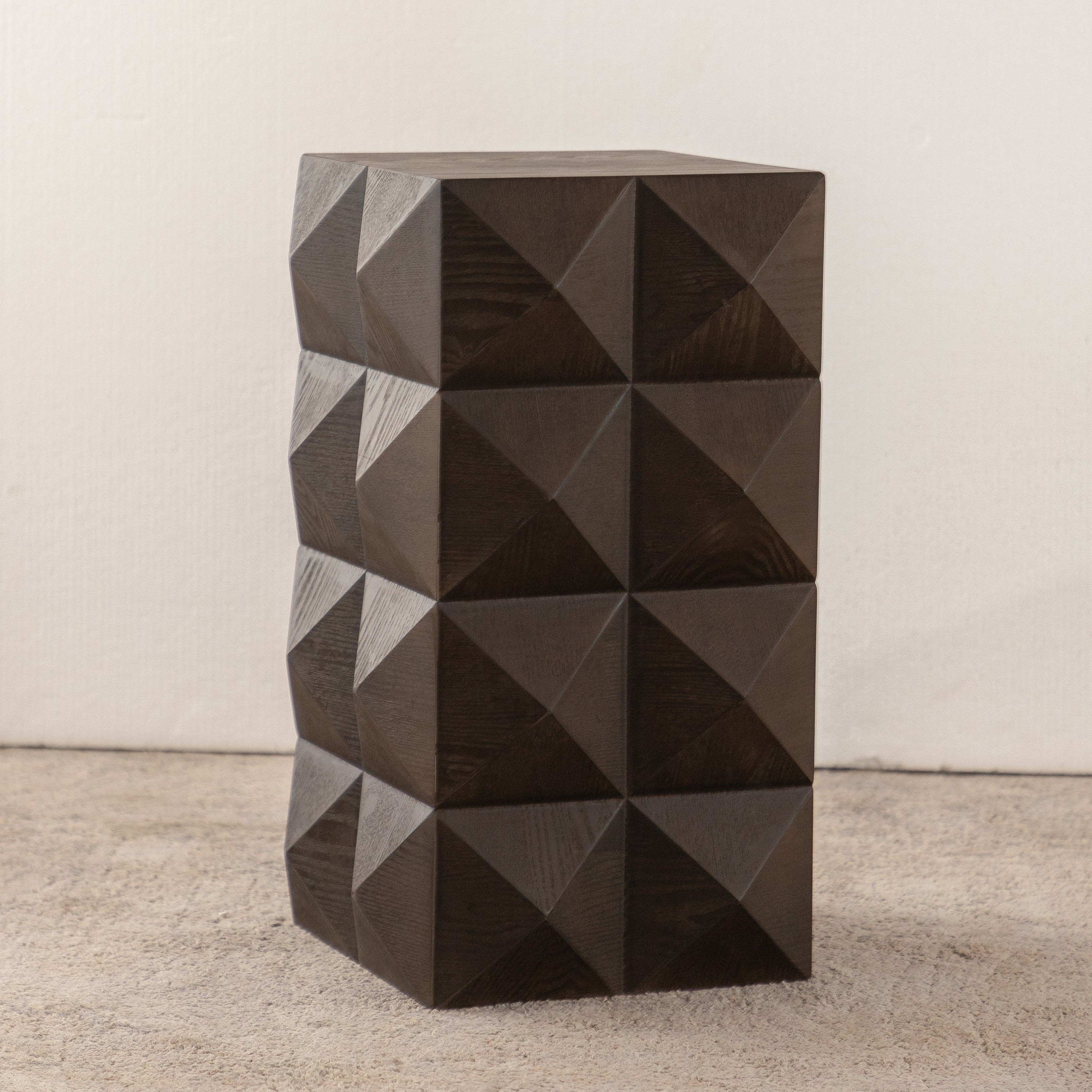 Retro Wooden Side Table with 3D Embossed Design - Image 16