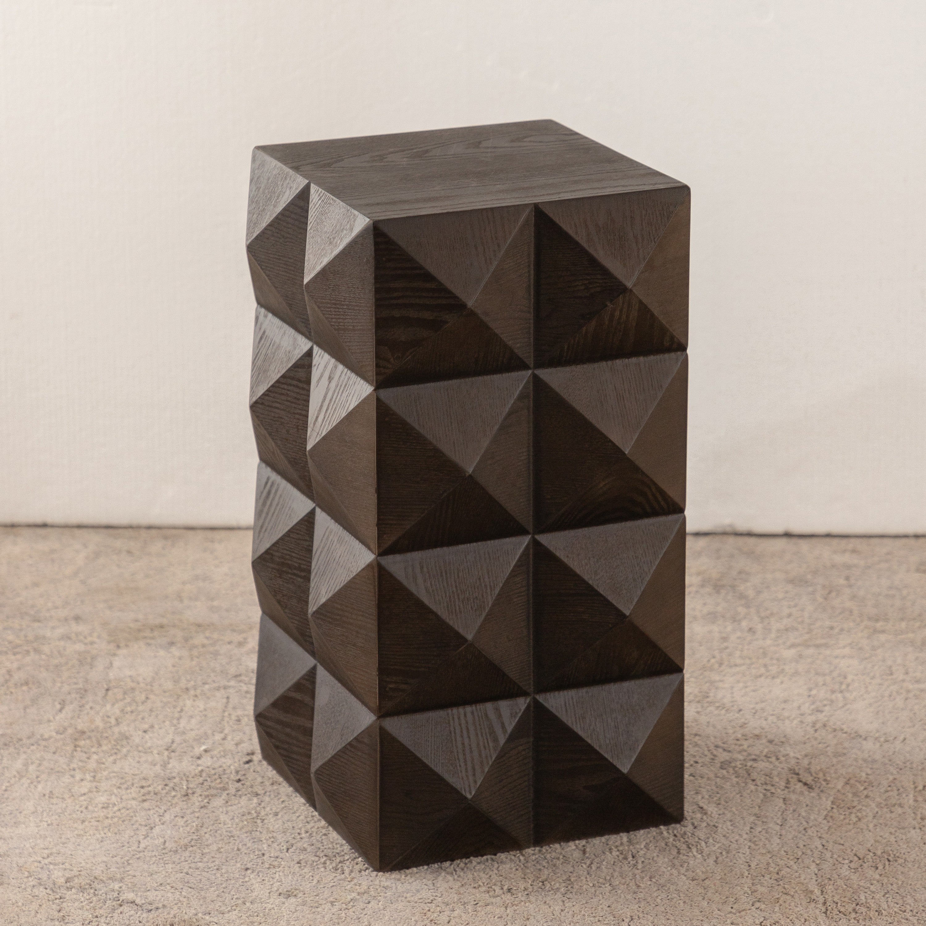 Retro Wooden Side Table with 3D Embossed Design - Image 17