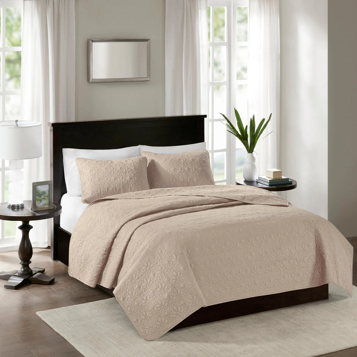 Reversible Quilt Set Khaki Full/Queen