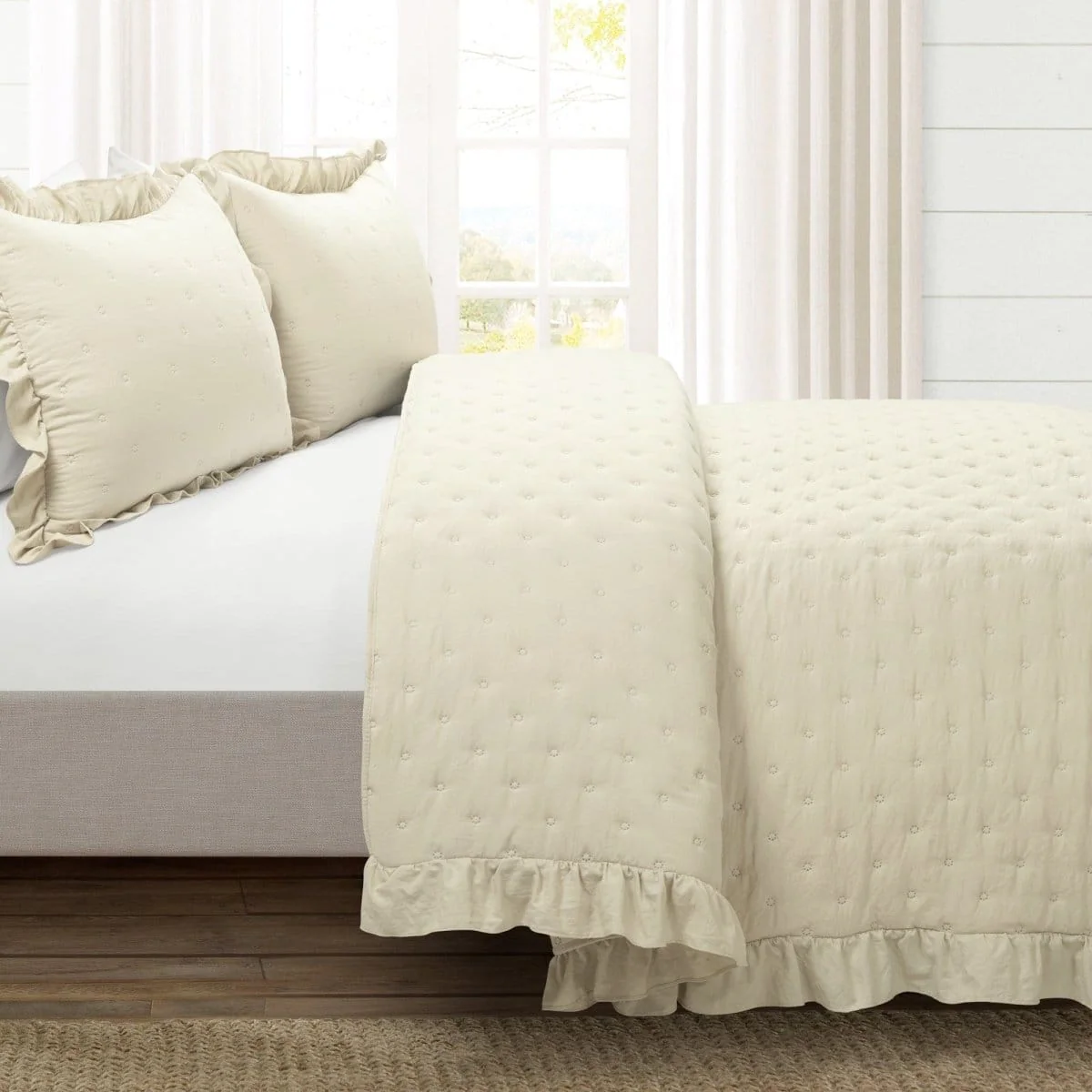 Reyna Ruffle Reversible Oversized 3 Piece Quilt Set - Image 11