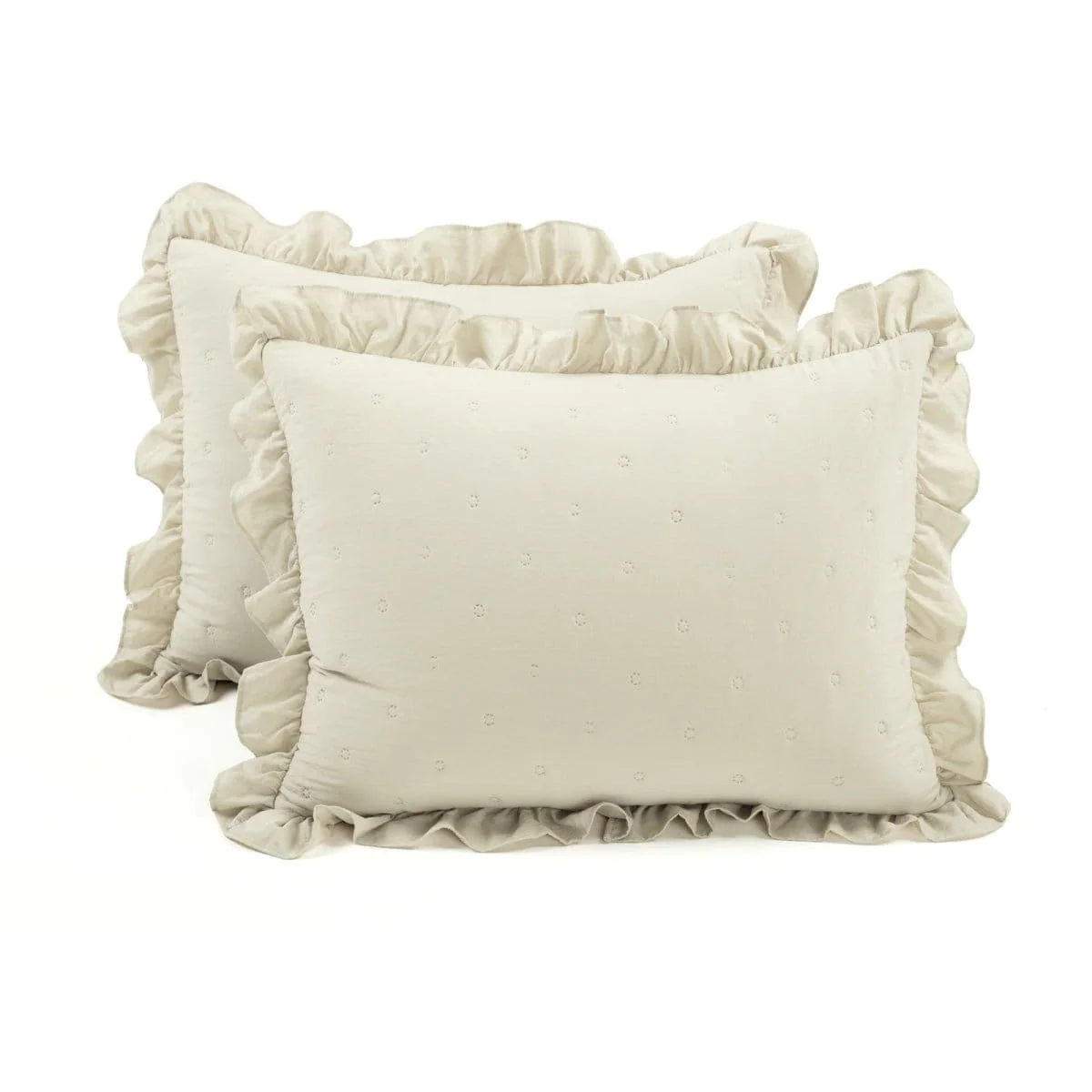 Reyna Ruffle Reversible Oversized 3 Piece Quilt Set - Image 17