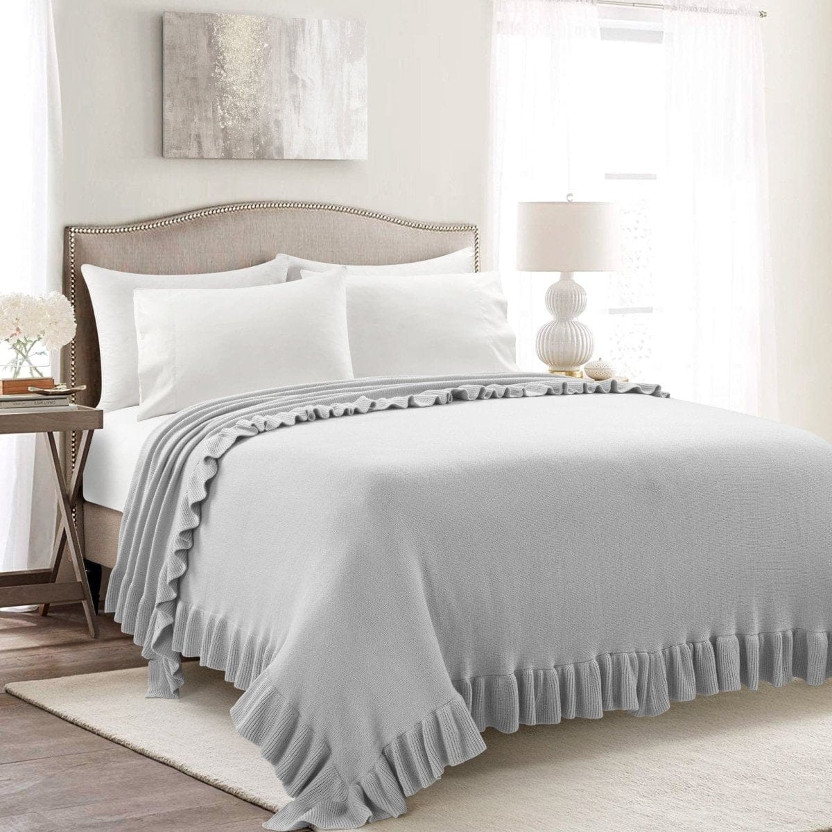 Reyna Soft Knitted Ruffle Blanket/Coverlet - Image 11