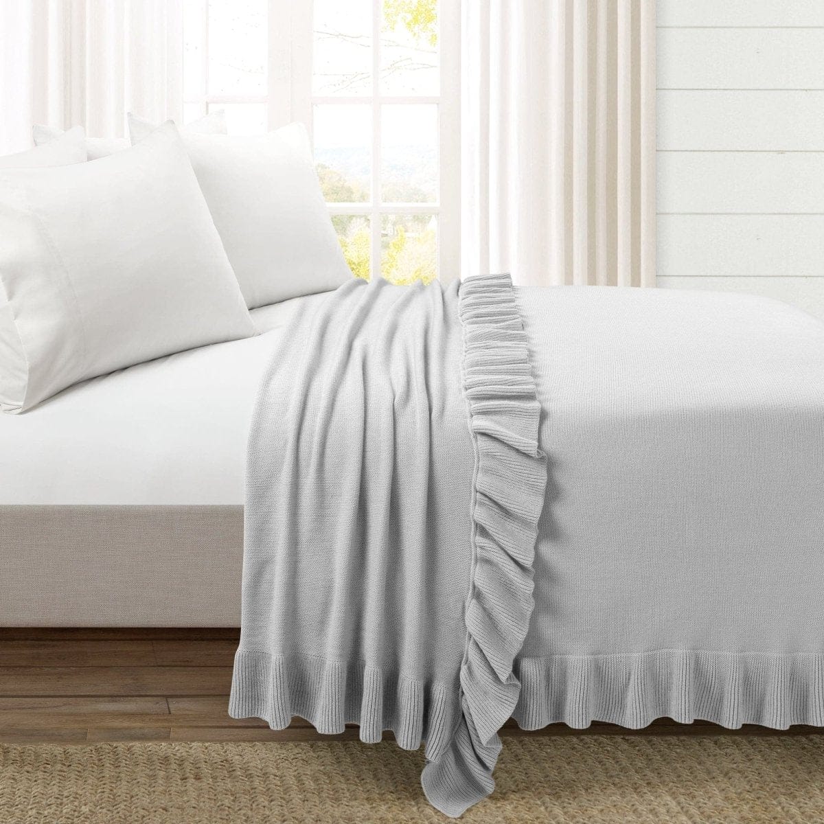 Reyna Soft Knitted Ruffle Blanket/Coverlet - Image 12