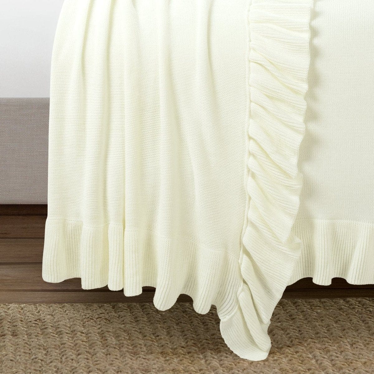 Reyna Soft Knitted Ruffle Blanket/Coverlet - Image 4
