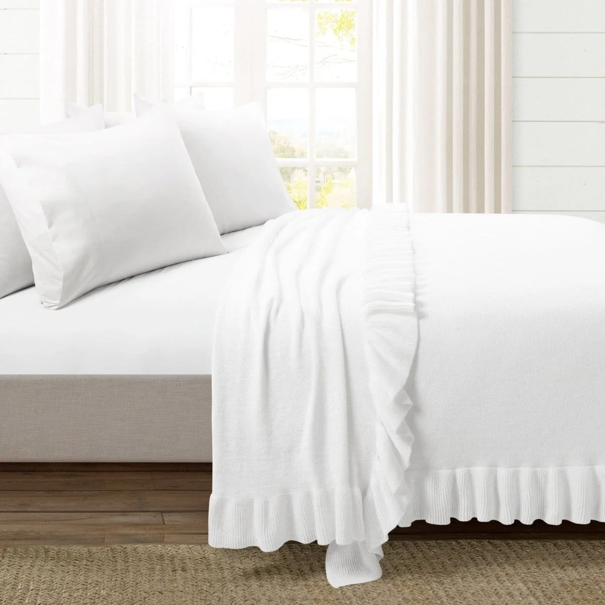 Reyna Soft Knitted Ruffle Blanket/Coverlet - Image 7