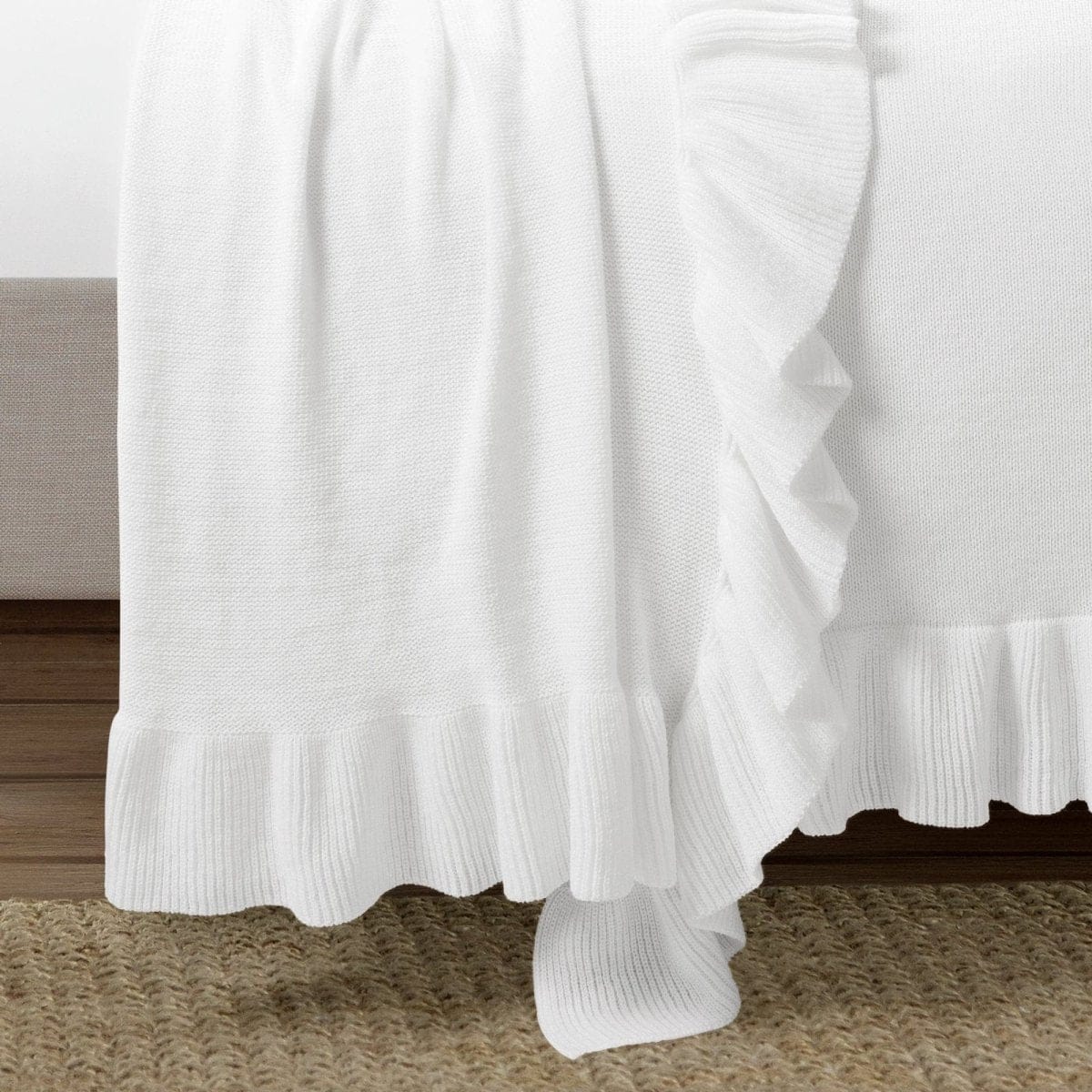 Reyna Soft Knitted Ruffle Blanket/Coverlet - Image 8