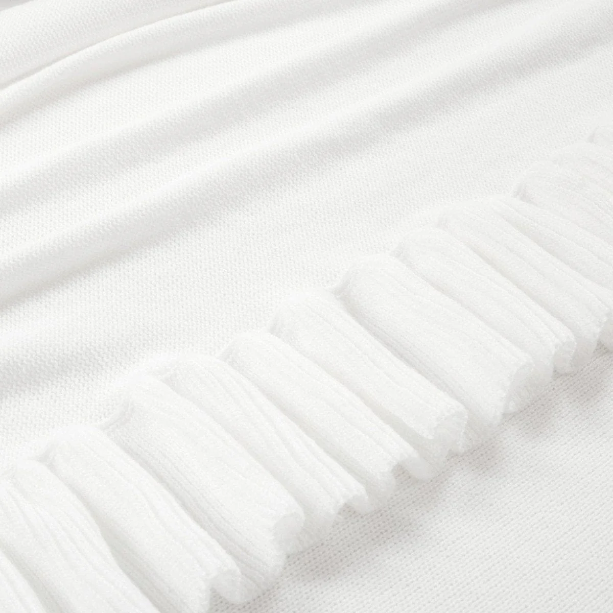Reyna Soft Knitted Ruffle Blanket/Coverlet - Image 9