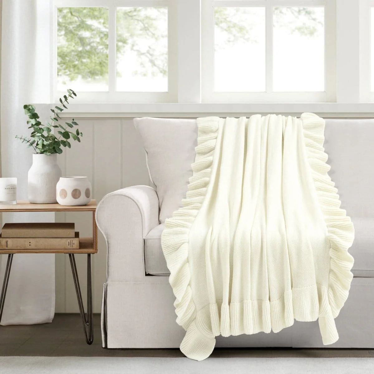 Reyna Soft Knitted Ruffle Throw - Image 11