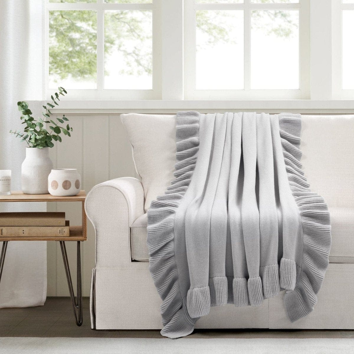 Reyna Soft Knitted Ruffle Throw - Image 2