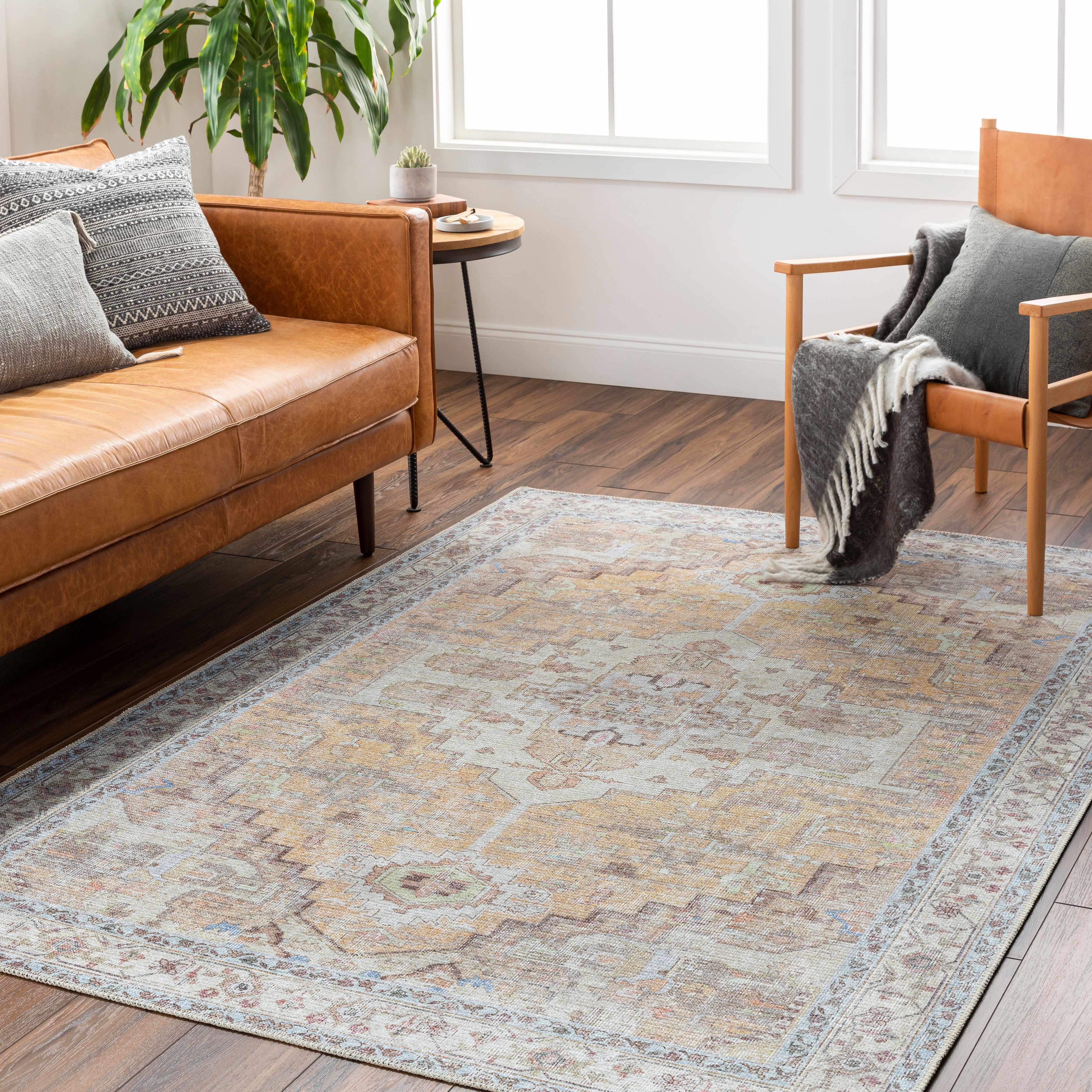Reza Mustard Washable Rug - Clearance - Image 2