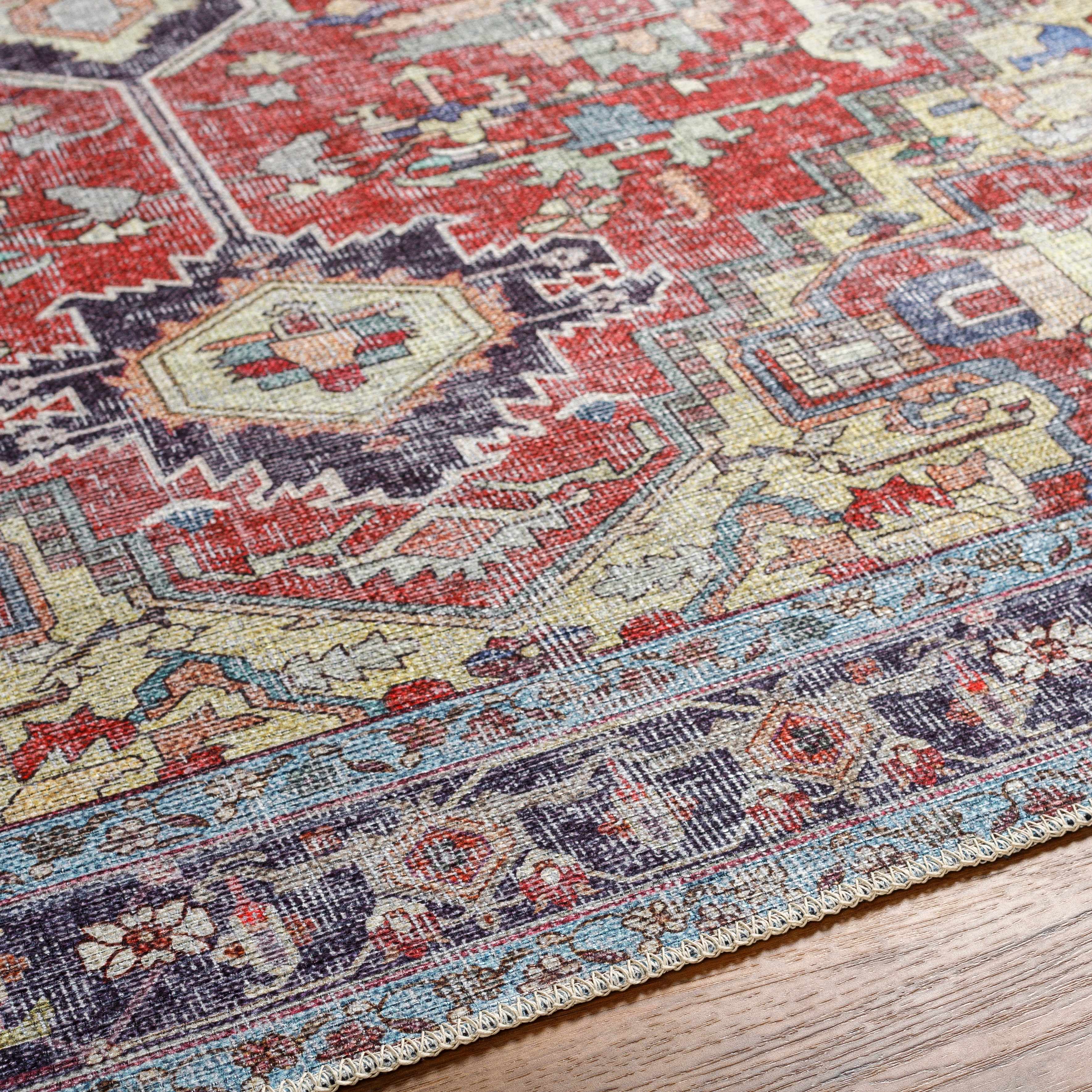 Reza Red Washable Rug - Clearance - Image 6
