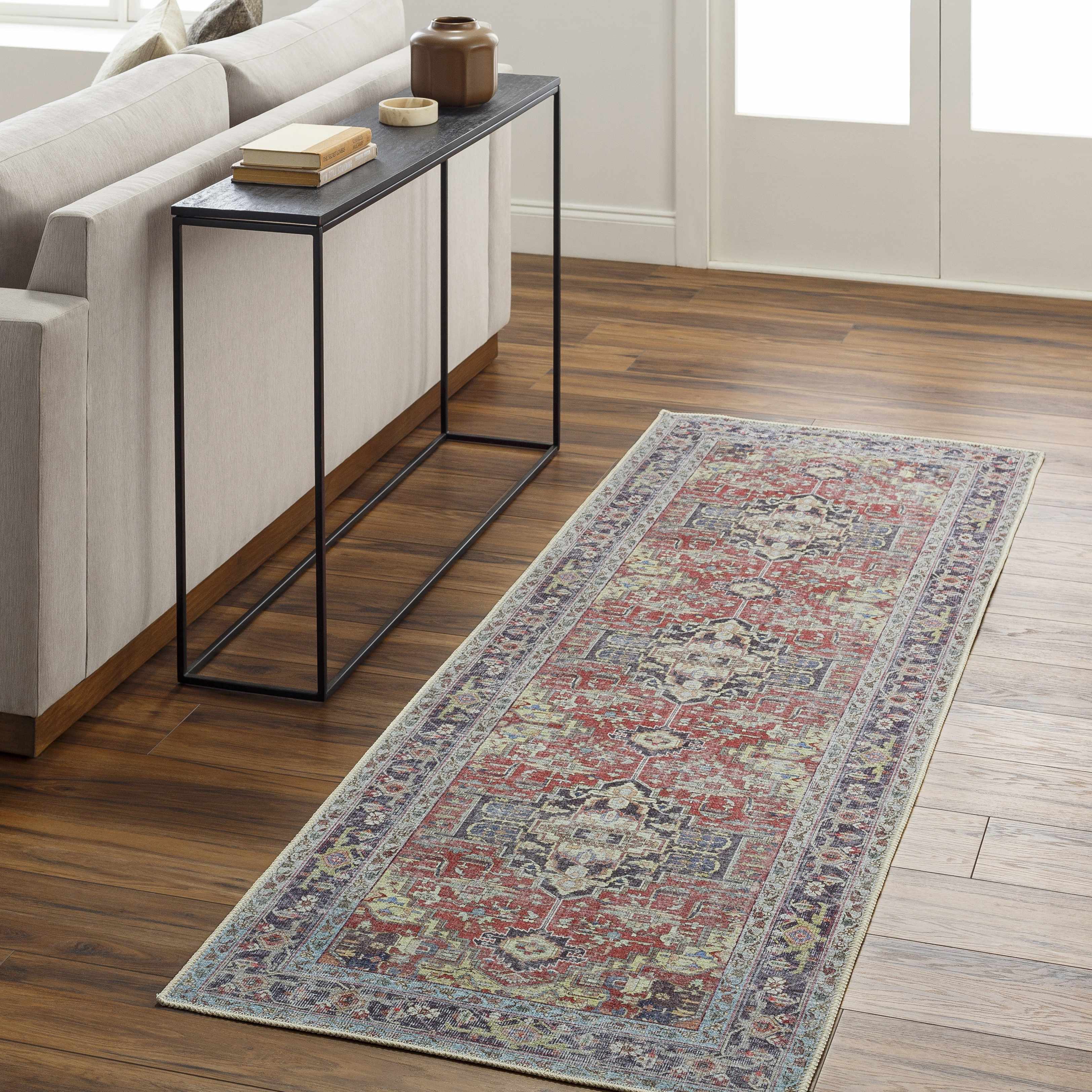 Reza Red Washable Rug - Clearance - Image 9