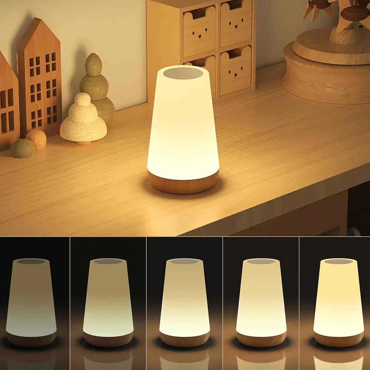 RGB Color Changing Night Light Touch Dimmable USB Rechargeable Lamp for Bedside - Image 2