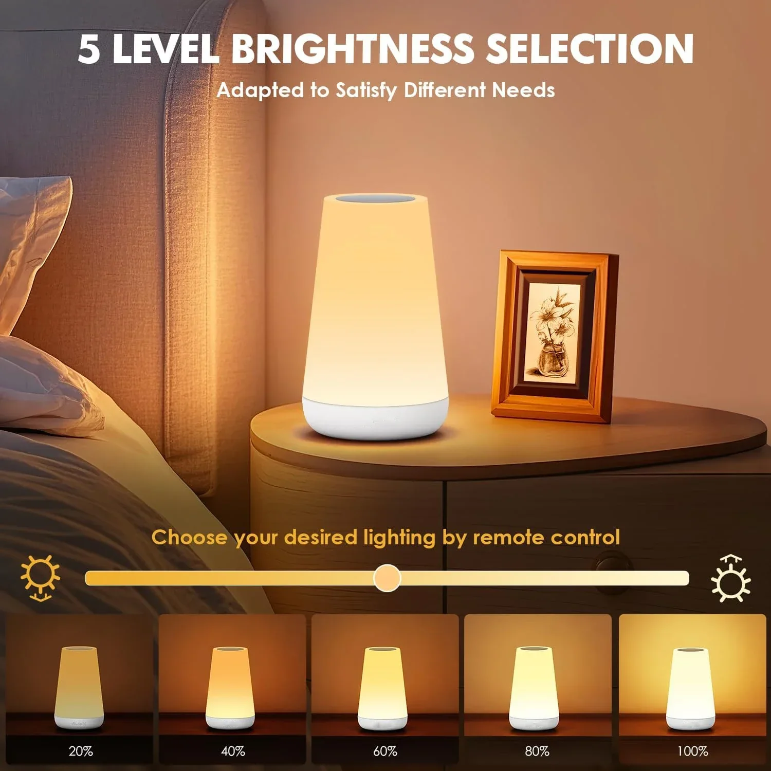 RGB Color Changing Night Light Touch Dimmable USB Rechargeable Lamp for Bedside - Image 5