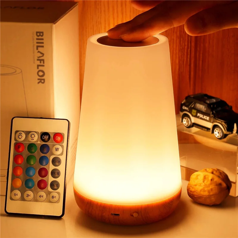 RGB Color Changing Night Light Touch Dimmable USB Rechargeable Lamp for Bedside - Image 7