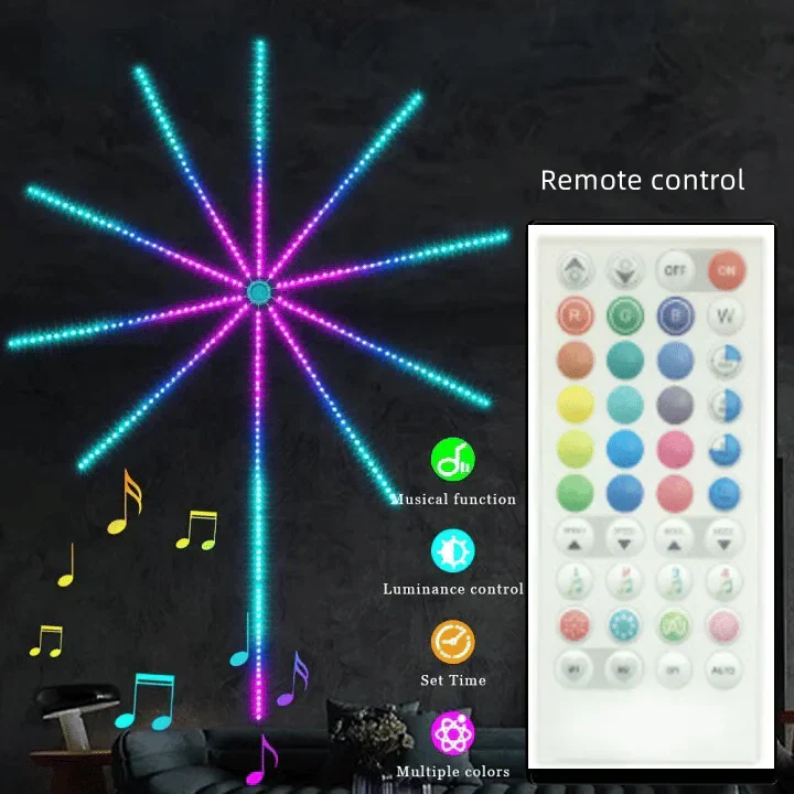 RGB Fireworks LED Strip Light Music Sync Sound Control Dream Meteor Decor Kit - Image 3