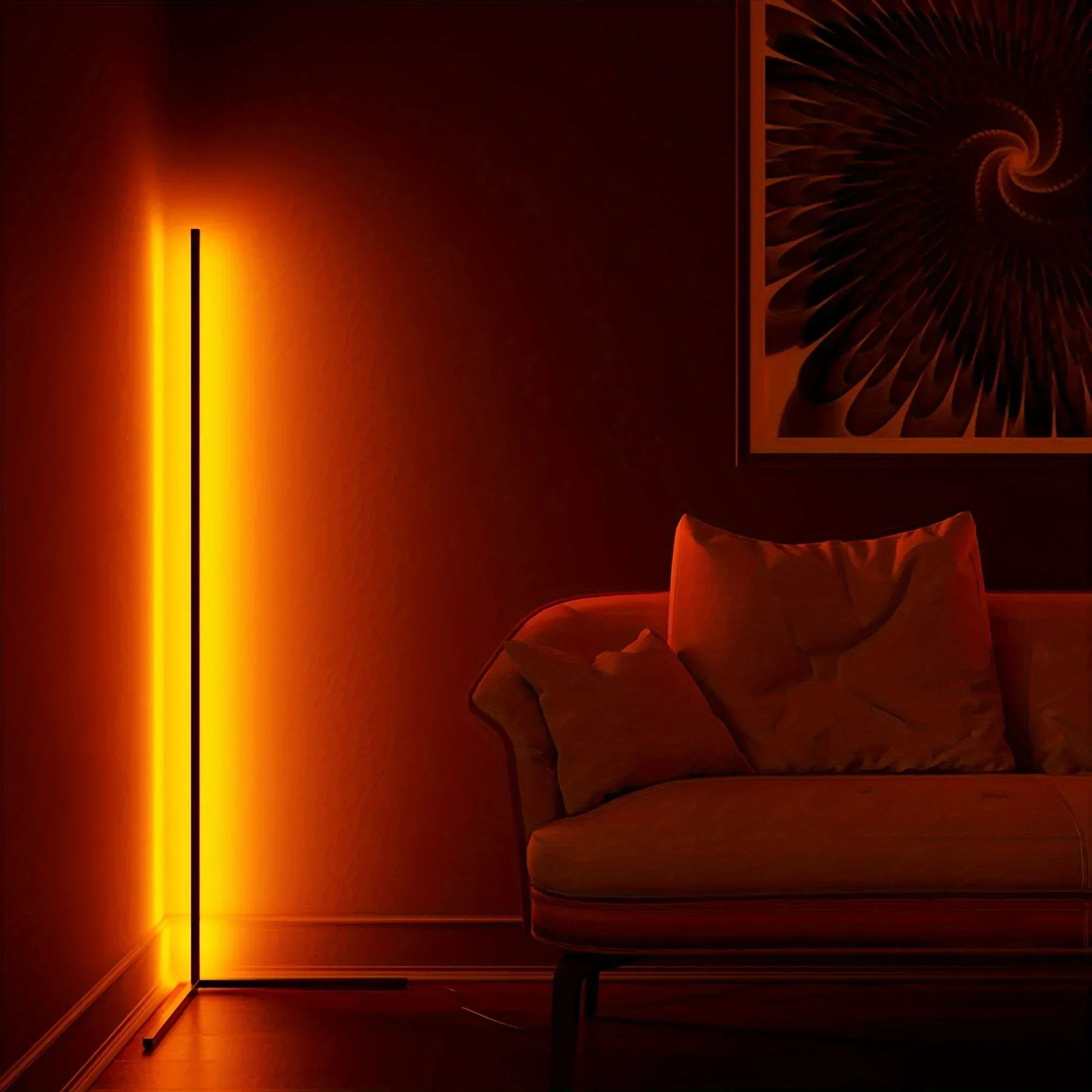 RGB LED Corner Floor Lamp 60-Inch for Living Room Bedroom Game Room Lighting - Image 2