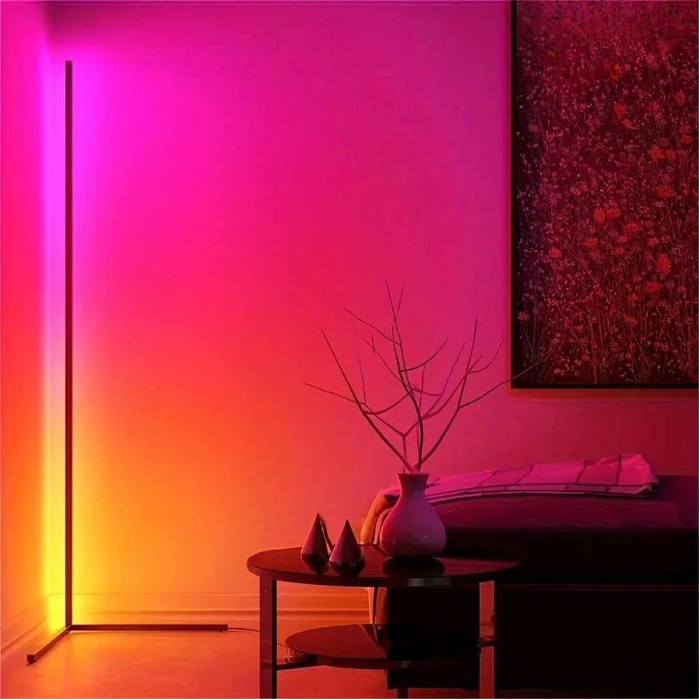 RGB LED Corner Floor Lamp 60-Inch for Living Room Bedroom Game Room Lighting - Image 4