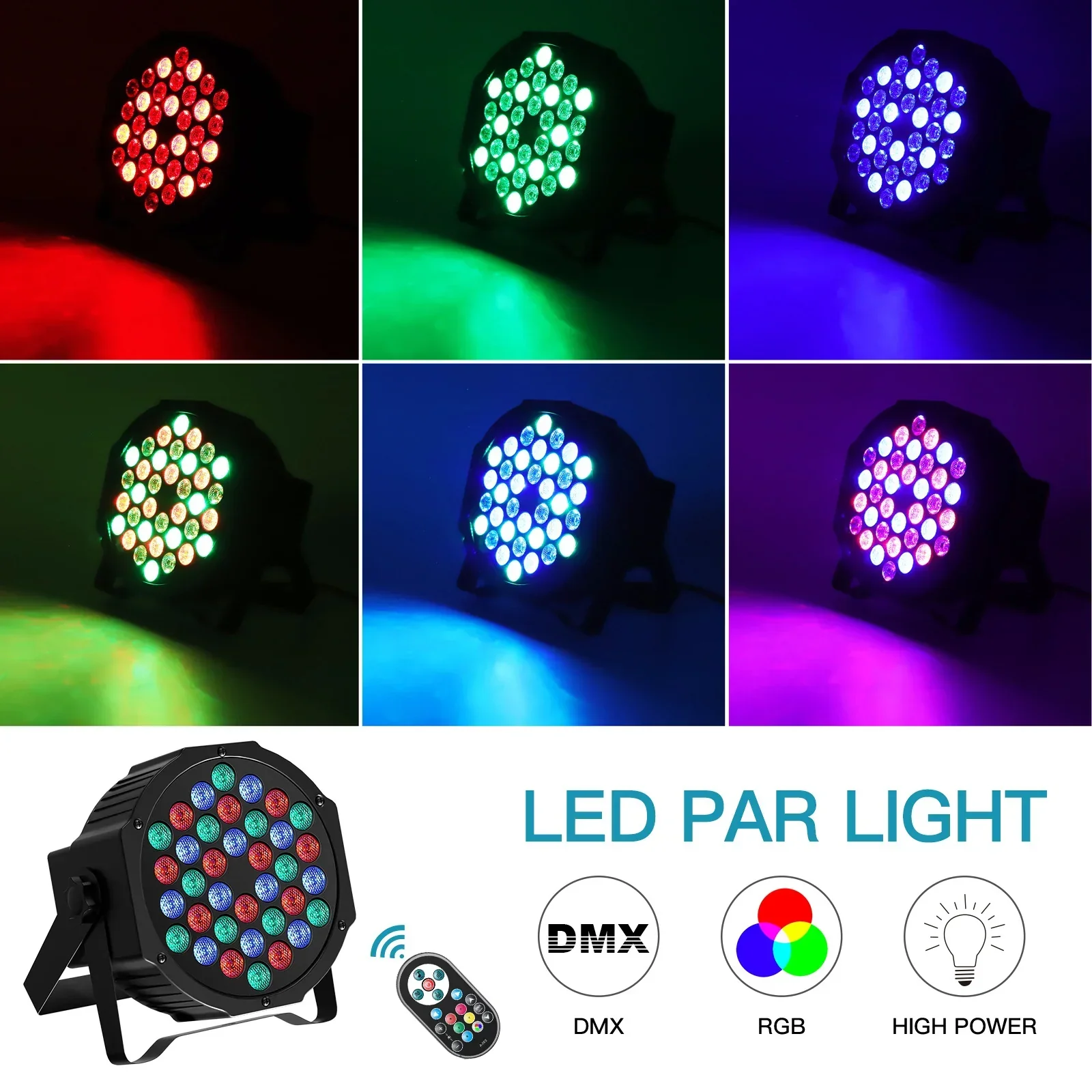 RGB Par Lights 36LED Stage Lighting – DMX512 Uplights for DJ, Party, Wedding Events - Image 2