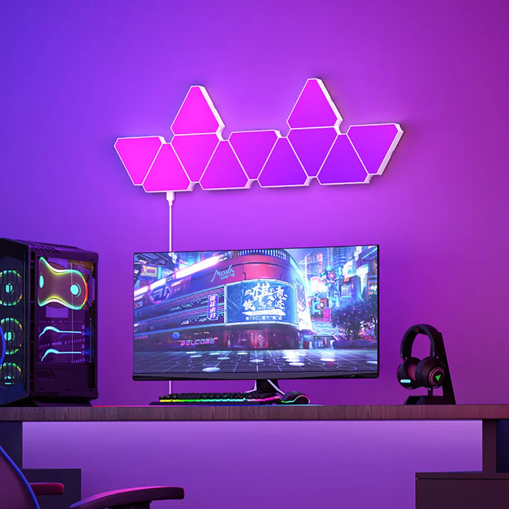 RGB Quantum LED Wall Lamp – Smart Rhythm Pickup Light for Bedroom & Gaming Setup - Image 3