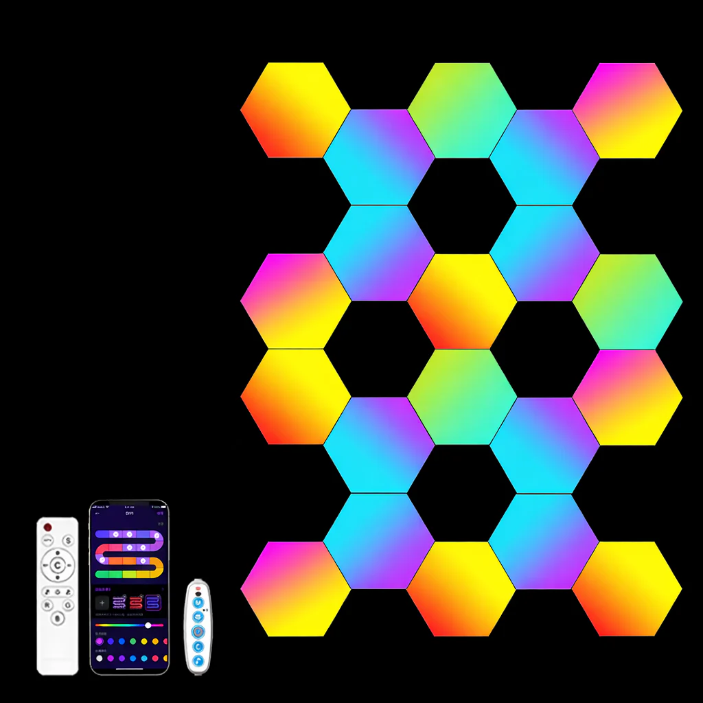 RGB Smart Hexagonal Wall Lamp Color Changing Music Rhythm APP DIY Night Light - Image 8