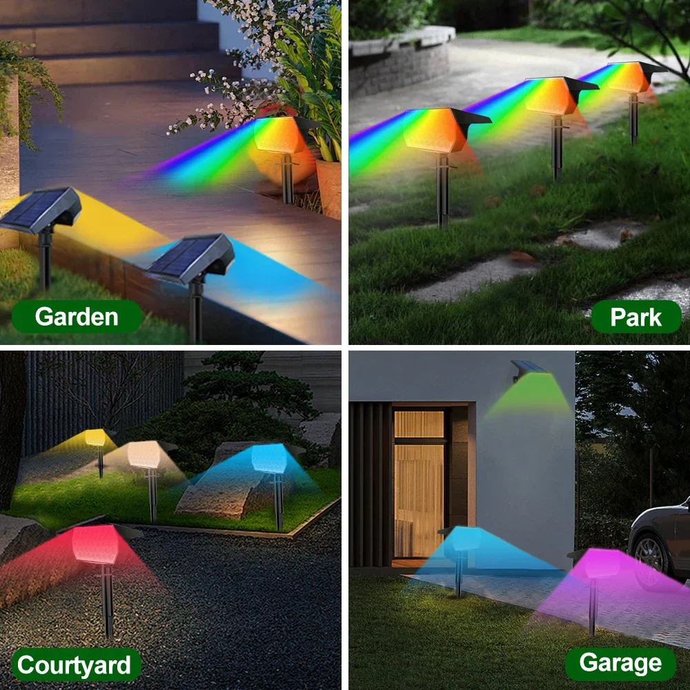 RGB Solar Landscape Spotlights Outdoor Waterproof LED Lights for Garden Decor - Image 11