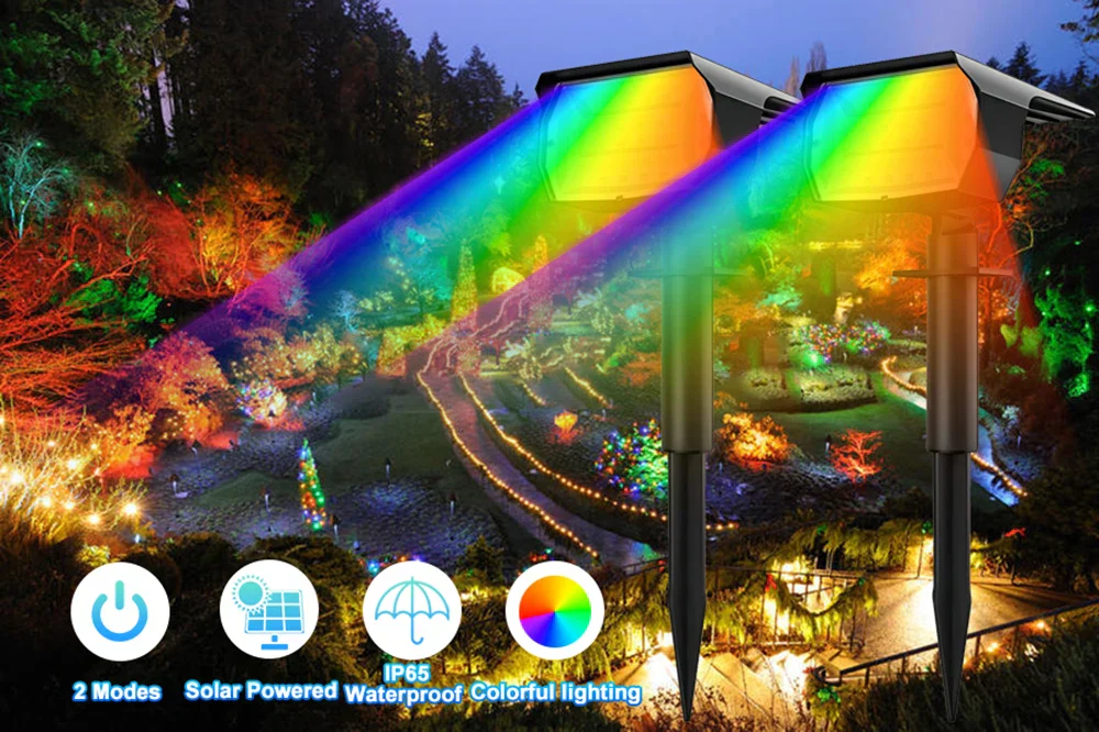 RGB Solar Landscape Spotlights Outdoor Waterproof LED Lights for Garden Decor - Image 12