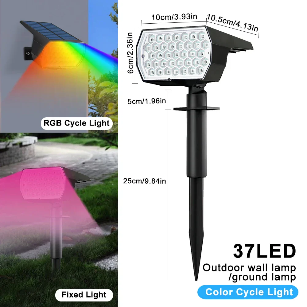RGB Solar Landscape Spotlights Outdoor Waterproof LED Lights for Garden Decor - Image 14