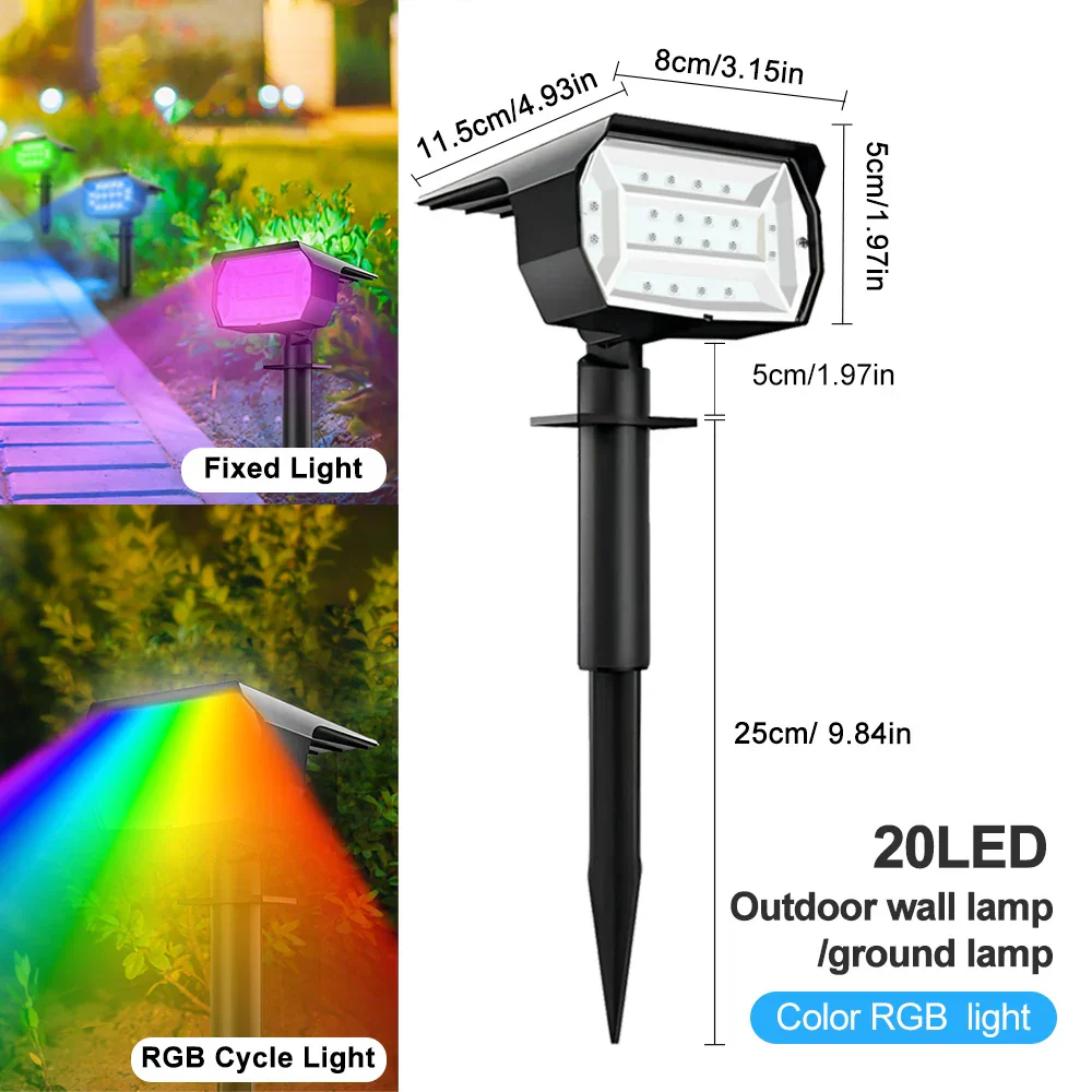 RGB Solar Landscape Spotlights Outdoor Waterproof LED Lights for Garden Decor - Image 15