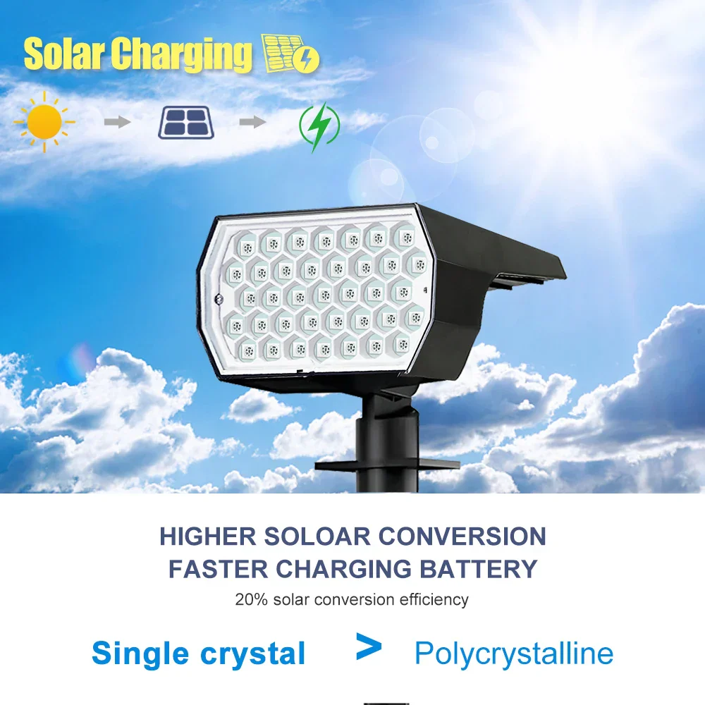 RGB Solar Landscape Spotlights Outdoor Waterproof LED Lights for Garden Decor - Image 3