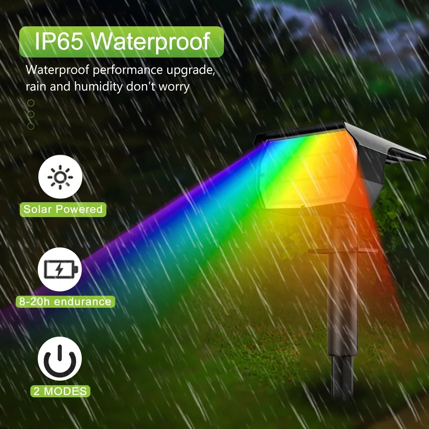 RGB Solar Landscape Spotlights Outdoor Waterproof LED Lights for Garden Decor - Image 4