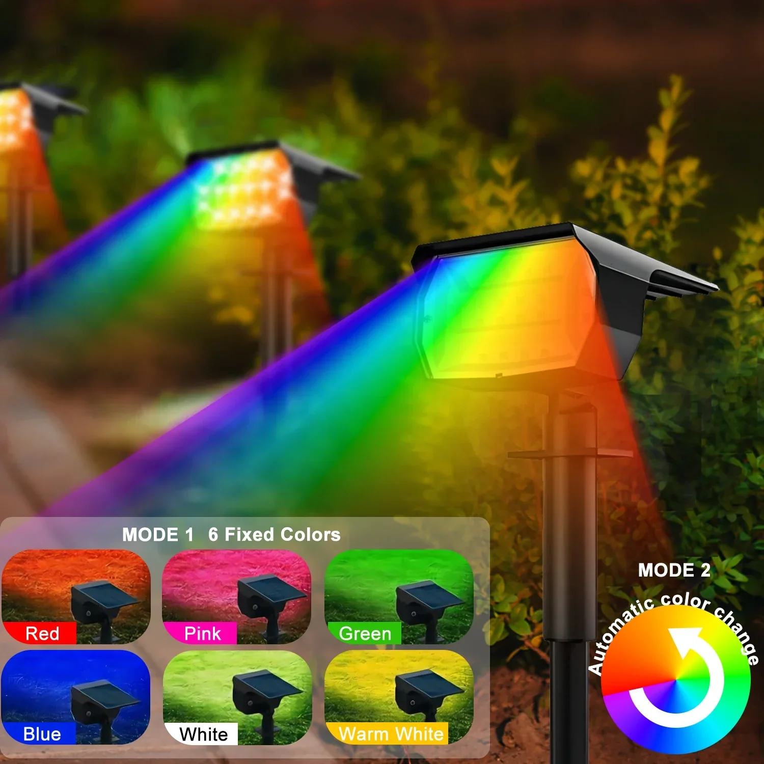 RGB Solar Landscape Spotlights Outdoor Waterproof LED Lights for Garden Decor - Image 5
